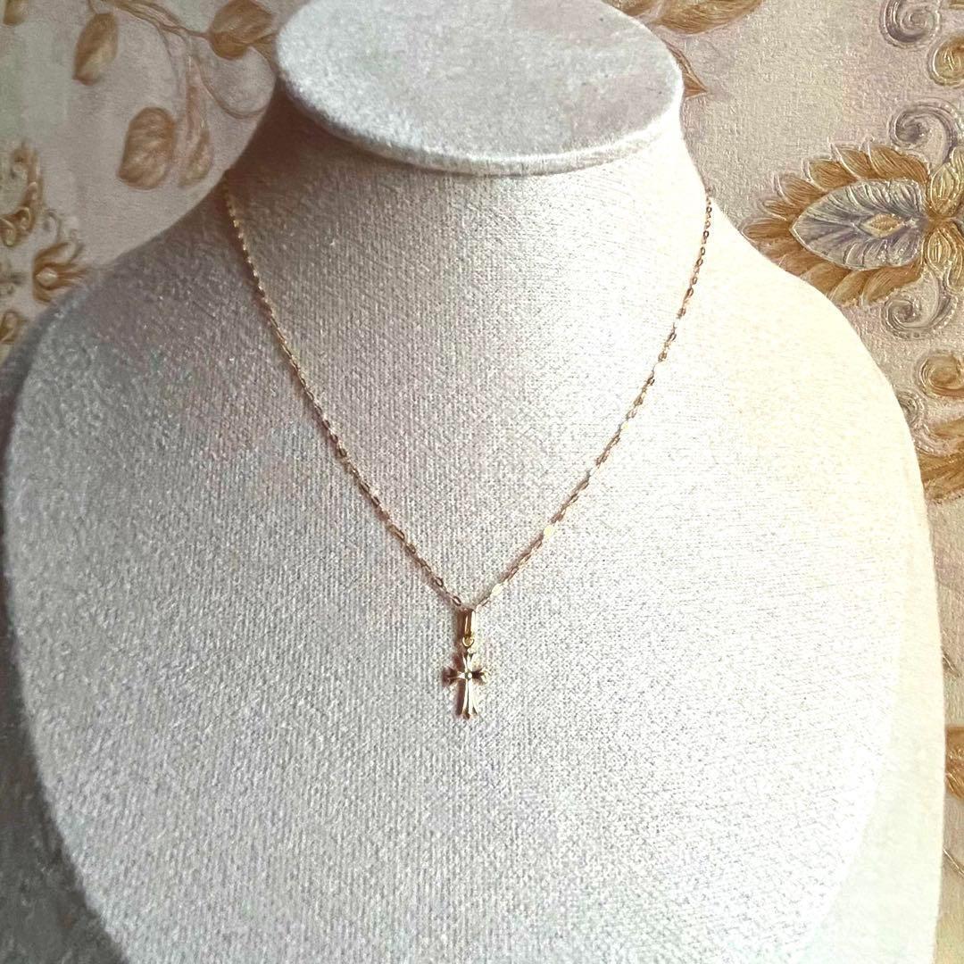 十字架 チャーム K18 クロス ネックレス トップ 18K 刻印