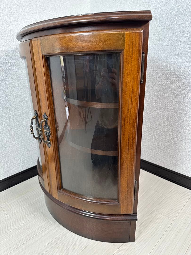 （1/3）カリモク コロニアル コーナー キャビネット 飾り棚 4-1※