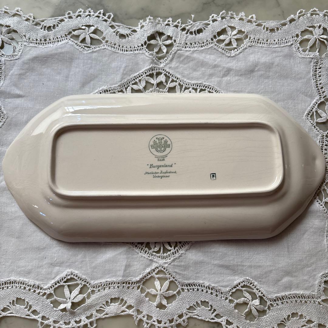 ドイツ　アンティーク　ヴィンテージ　ビレロイ&ボッホ　ケーキプレート　ブルー