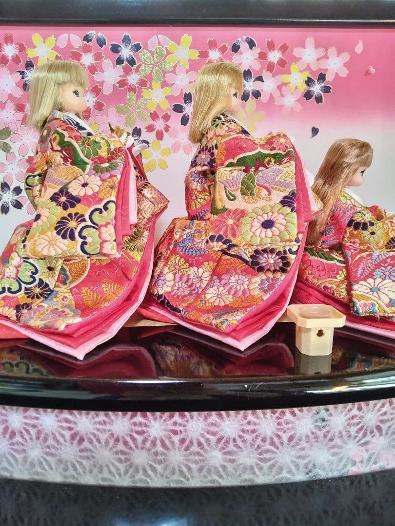 リカちゃん　雛人形 ② 親王と三人官女（リメイク品）