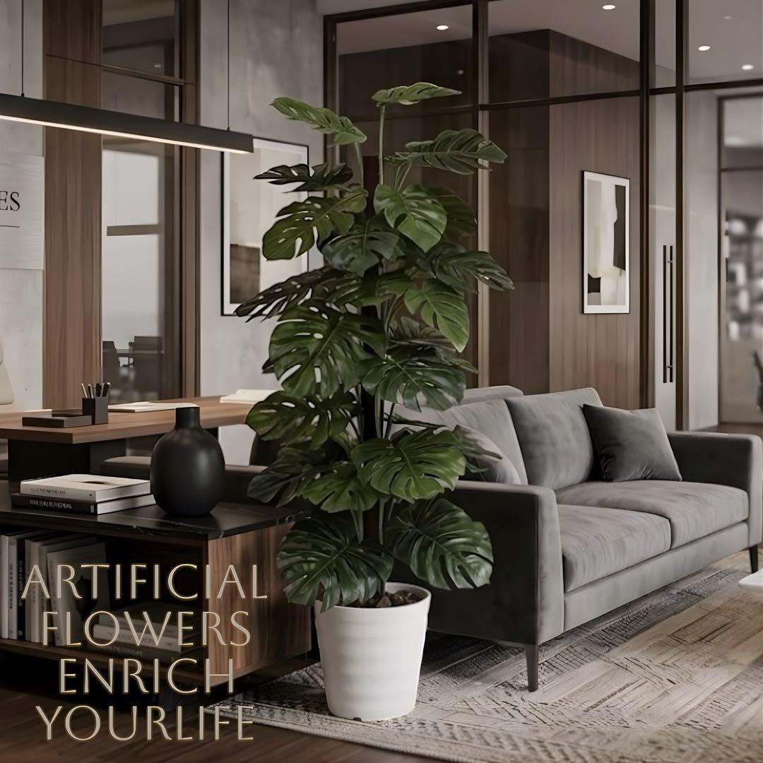 光触媒　人工観葉植物　ウォールグリーン　フェイクグリーン　モンステラ1.8m