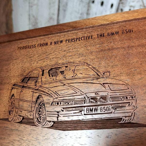 ヴィンテージ 未使用 光の彫刻 レーザークラフト BMW ジュエリーボックス