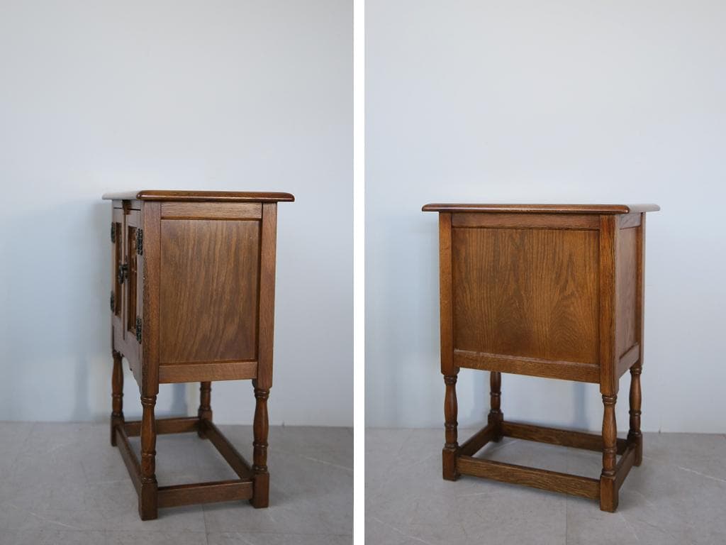 英国アンティーク木製カップボード/キャビネット/キッチン収納/飾り棚92-128