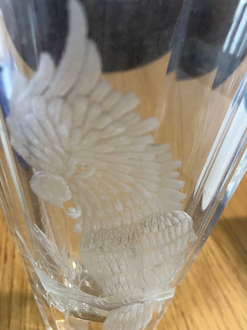 未使用BOHEMIA GLASS クリスタル花瓶 鷲の彫刻