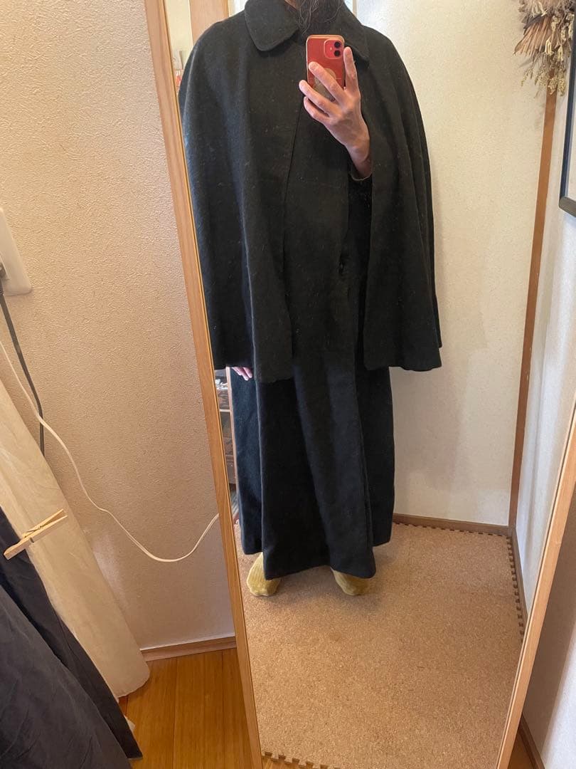 ま*や様 ウール インバネスコート 黒