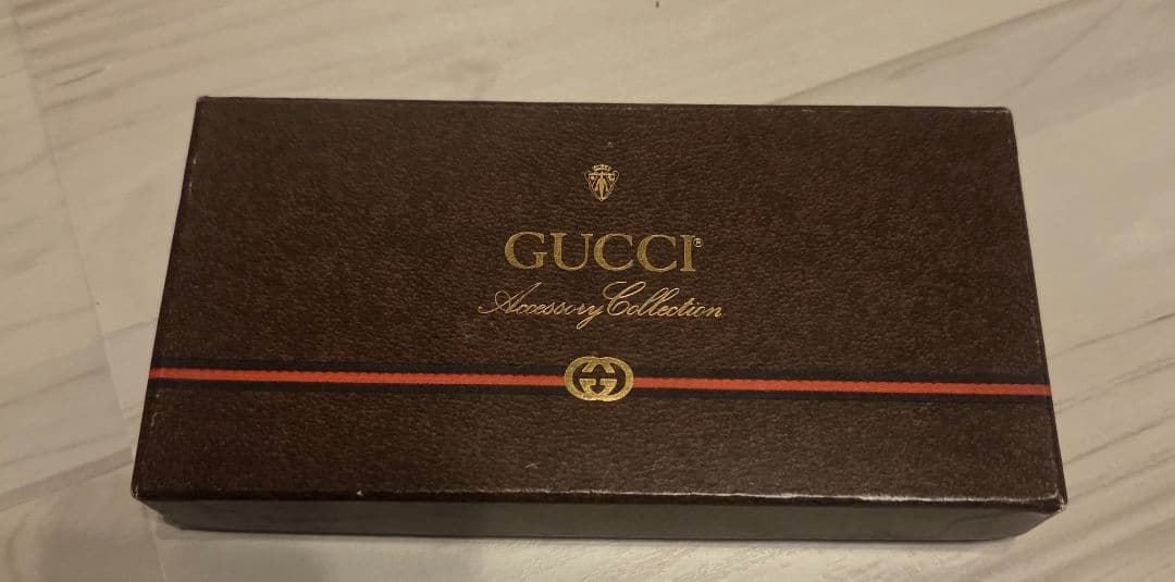 GUCCI ネクタイピン　カフスセット　ヴィンテージ　レッド　バーガンディ　箱付