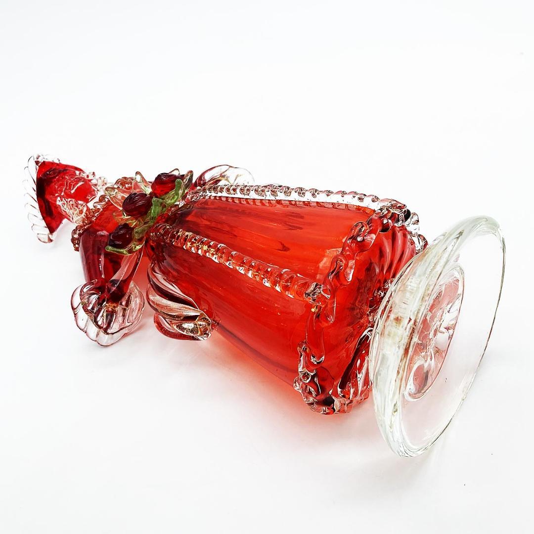 ベネチアングラス ムラノ イタリア 人形 貴婦人 レッド ゴールド 金彩