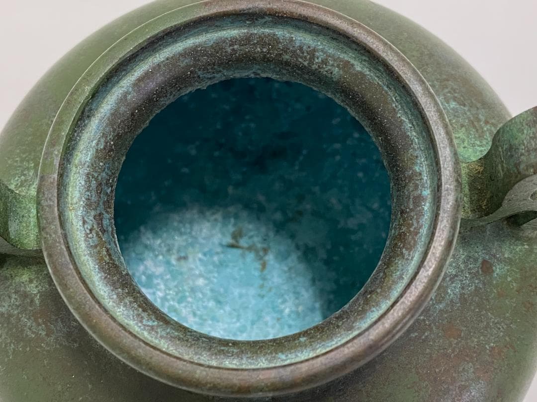 富士　鶴　松　青銅　香炉