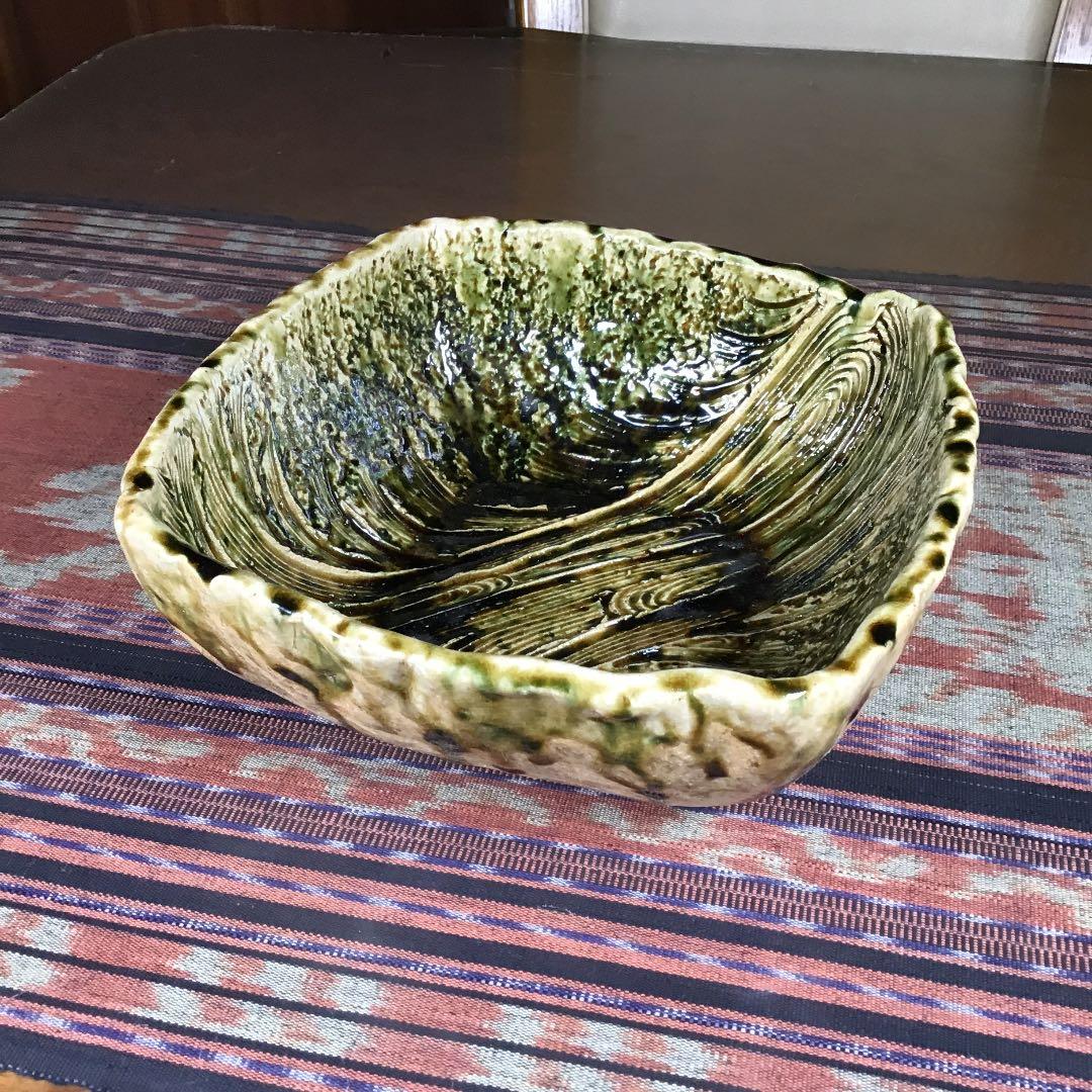 『スタうー特価』　たち吉×美濃織部焼　秀峰窯三代目　中垣連次　『織部彫波紋』大鉢