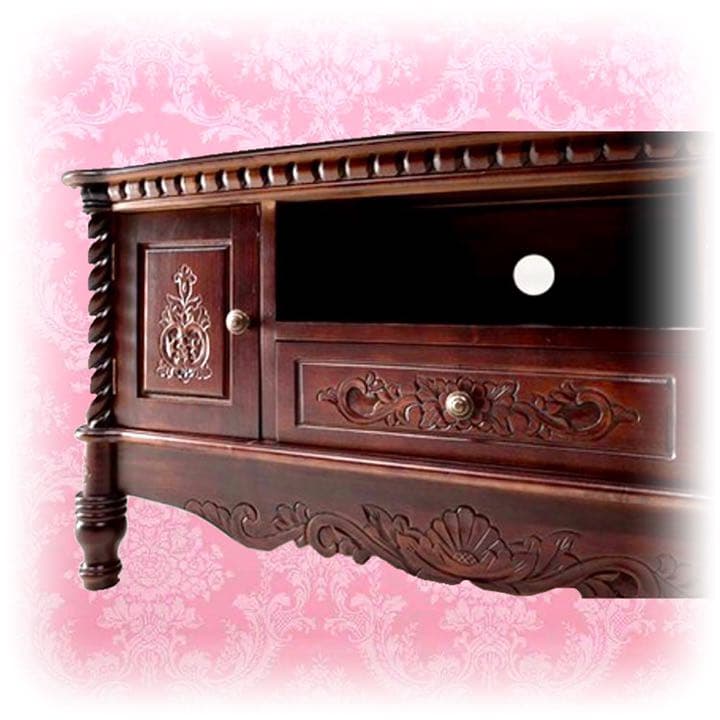 アンティーク マホガニー 猫脚 装飾 テレビボード テレビ台 ロココ 彫刻 家具