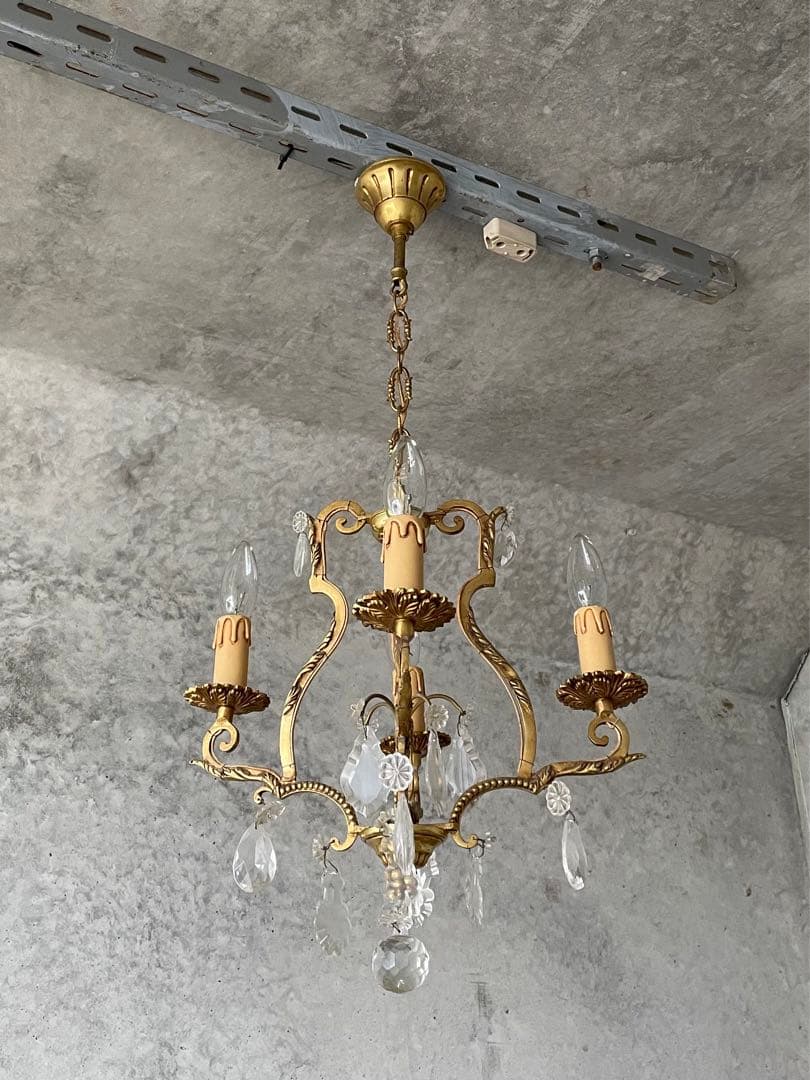 4-3. フランス アンティーク シャンデリア 4灯 Bird Cage ガラス