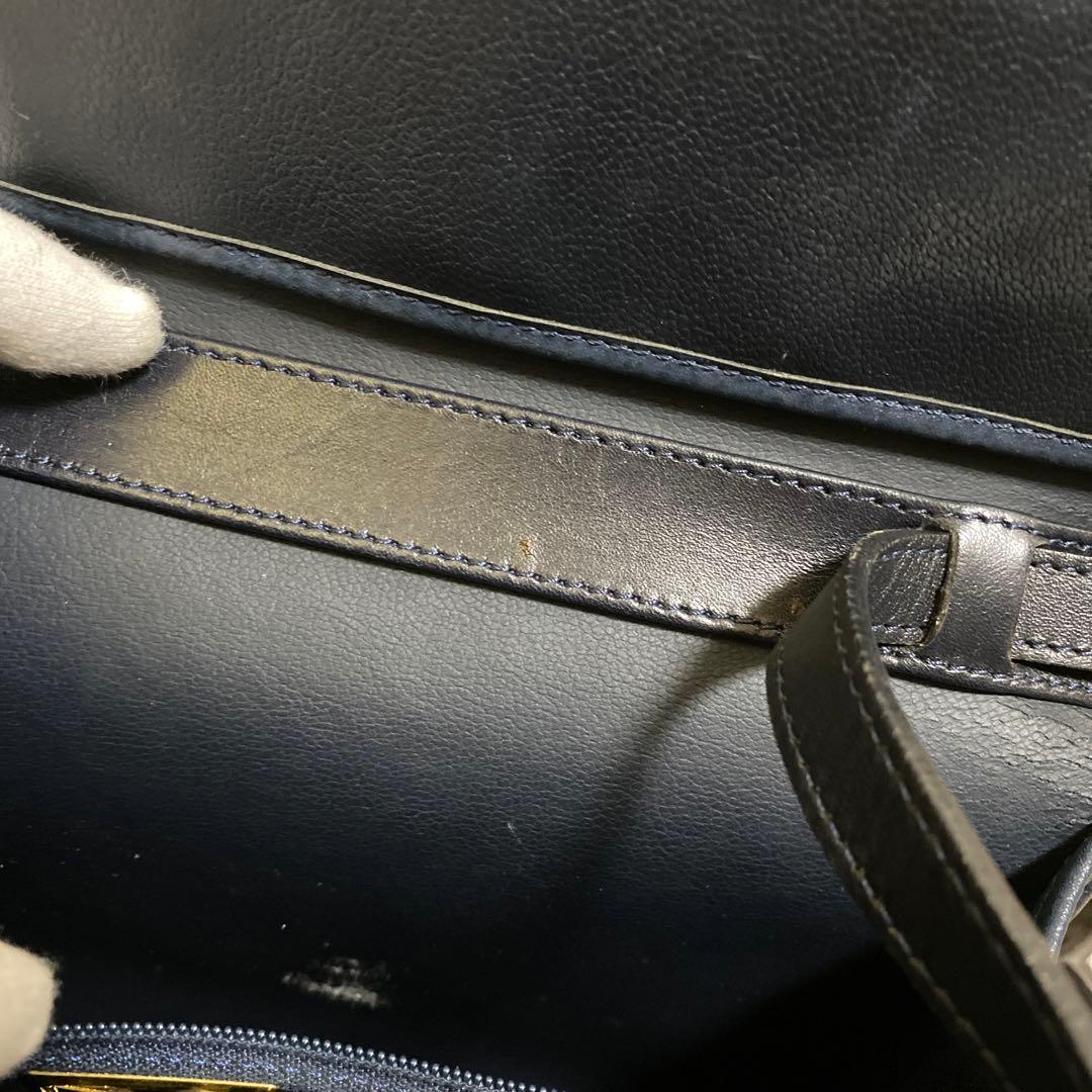 Christian Dior レザーバッグ ネイビー CDロゴ