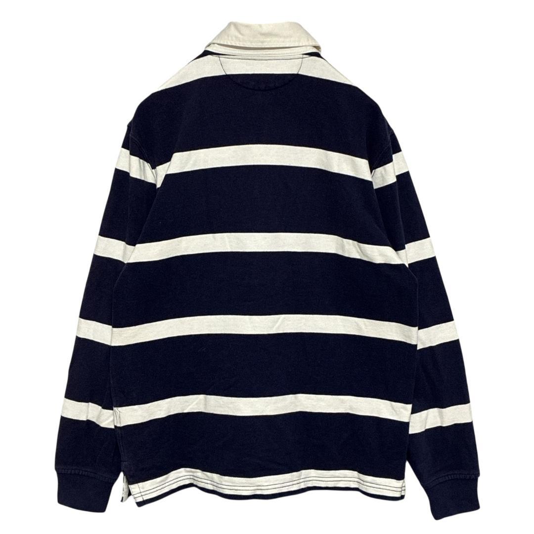 ポロラルフローレン ラガーシャツ 刺繍ロゴ 有名人着用モデル 太ボーダー 紺×白