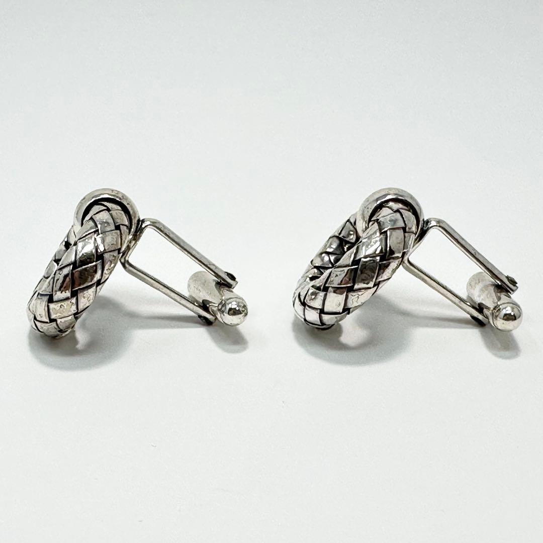 希少　ボッテガヴェネタ　イントレチャート　シルバー925 カフス　カフリンクス