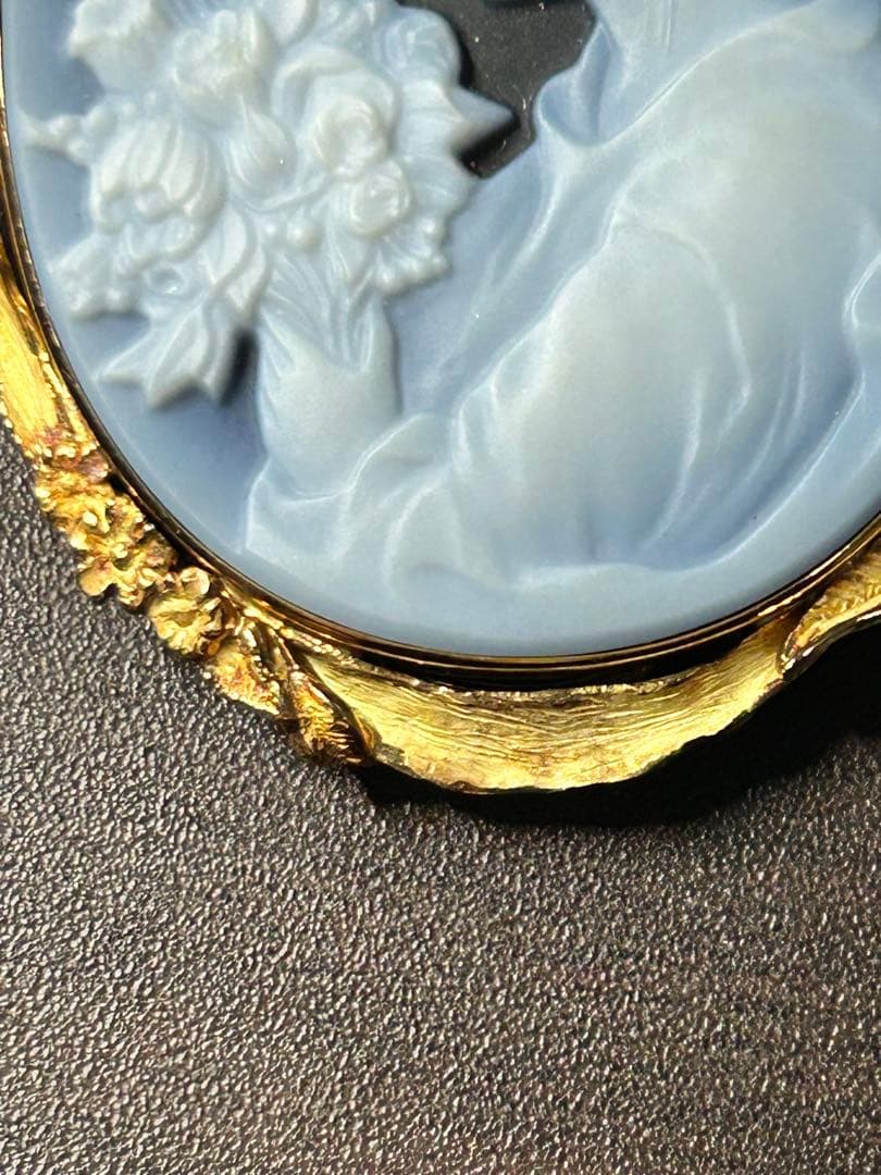 t*k様 K18刻印 カメオ ペンダントトップ ダイヤ 0.02ct 重量約22