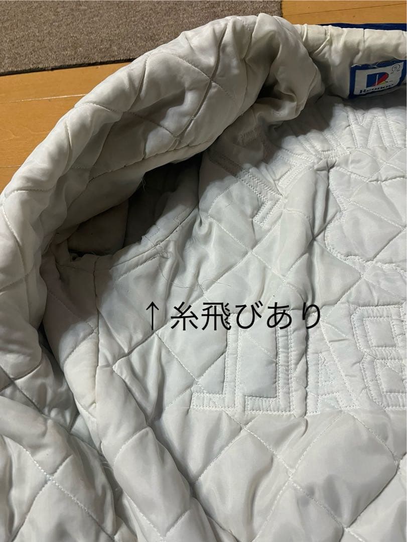 Rennoc スタジャン　コーデュロイ　青　猫刺繍　古着　ヴィンテージ