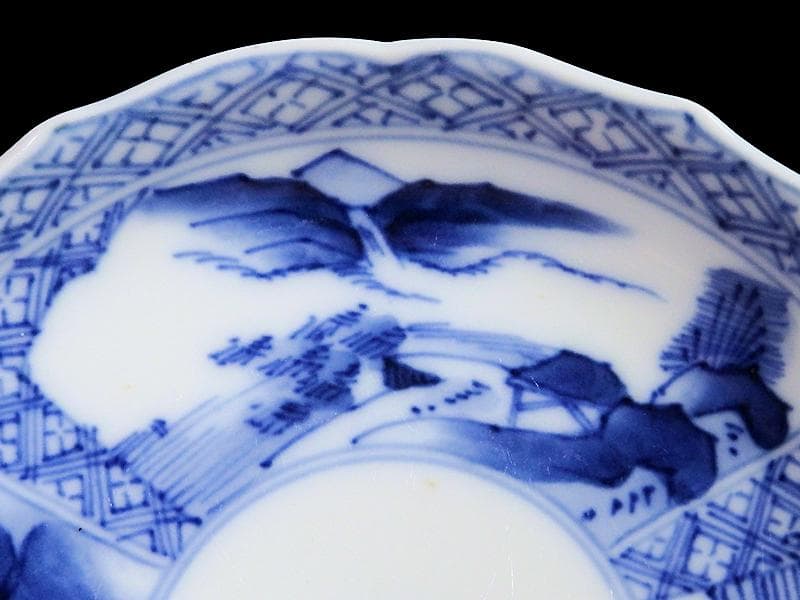 平戸　伊万里　立正堂製　割絵　山水紋の図　4寸皿　５枚　D083AS-DBi