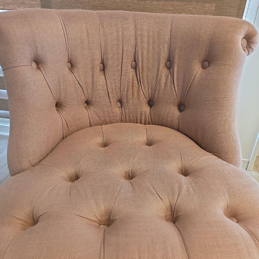 クラシック ピンク ファブリック 1人掛けソファ