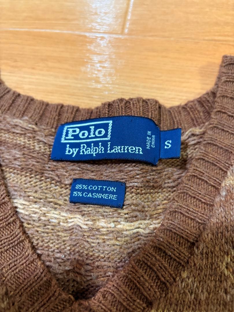 好配色　ポロラルフローレン　カシミヤ　フェアアイル　ニットベスト　S