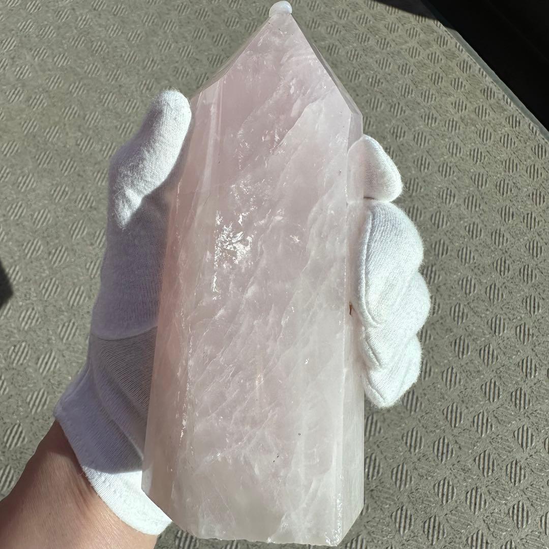 ローズクォーツ　ポイント　736g 恋愛運向上　六角柱