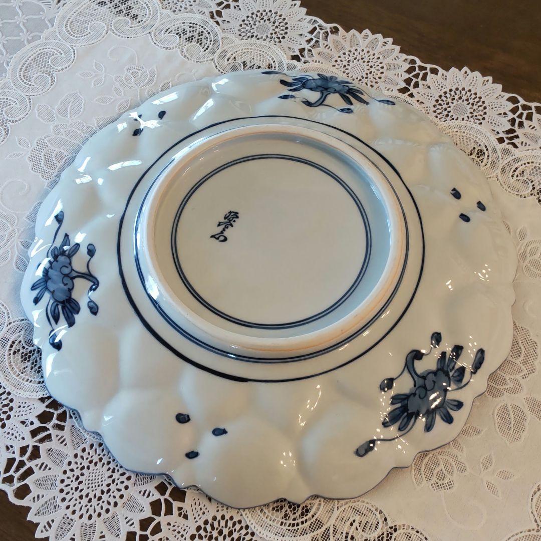 未使用保管品　源右衛門 　館林源右衛門 作　染付 輪花　十寸　30cm　供桐箱