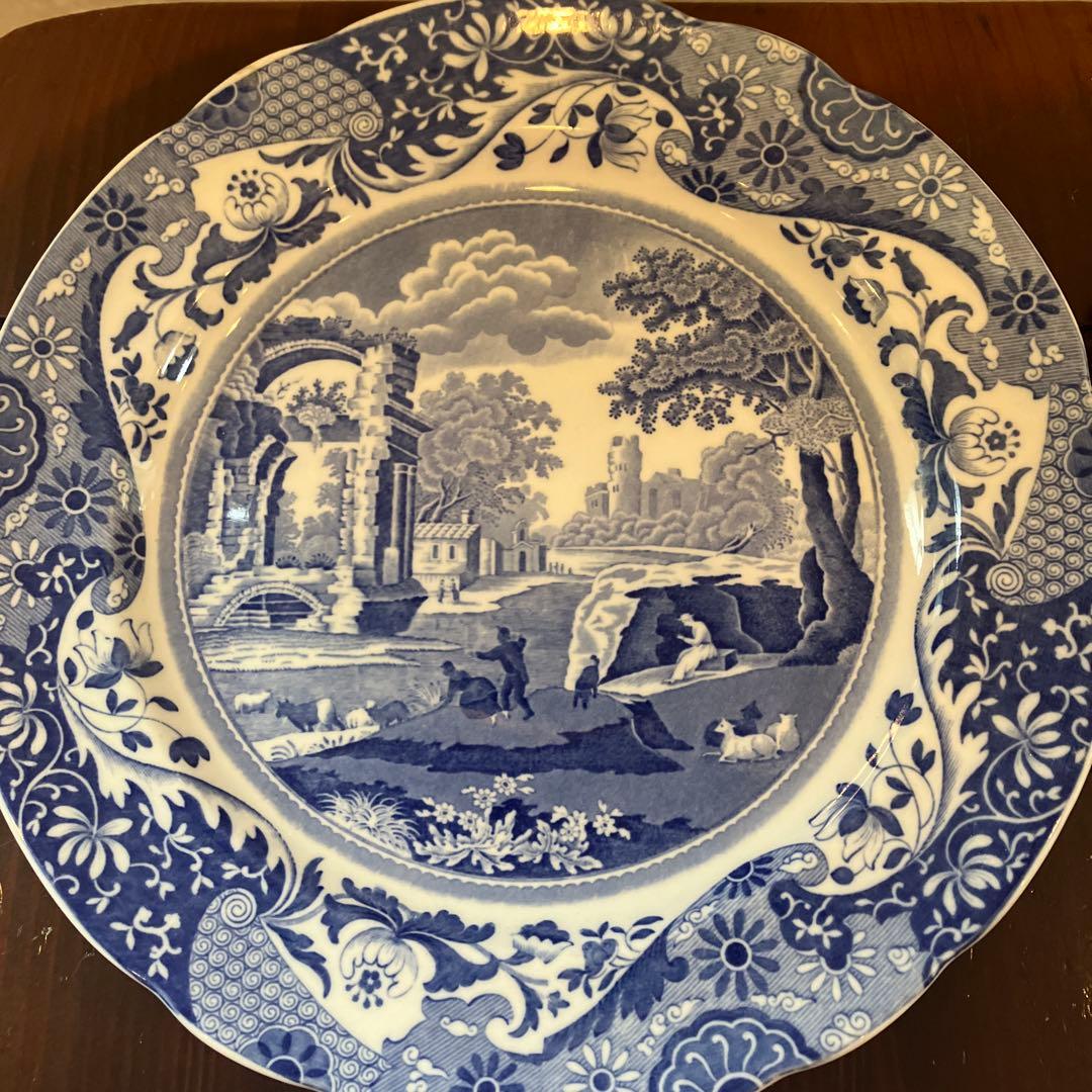 英国スポード　ブルーイタリアン　大皿　4枚セット　アンティーク