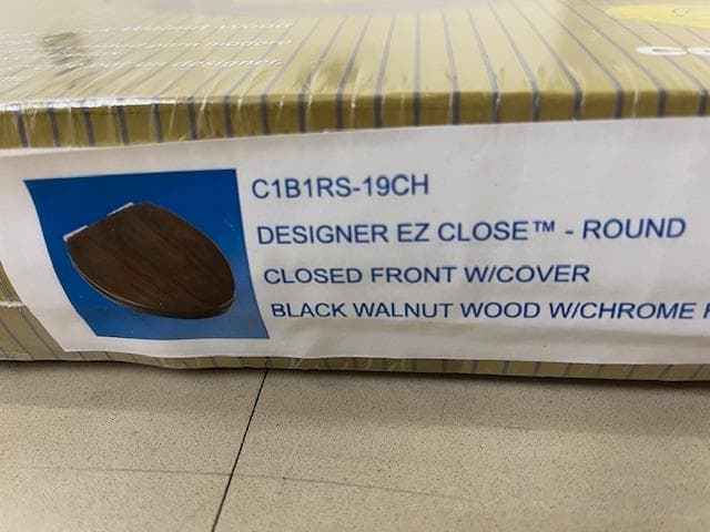 デザイナー EZ クローズ ブラック ウォールナット木製丸型便座