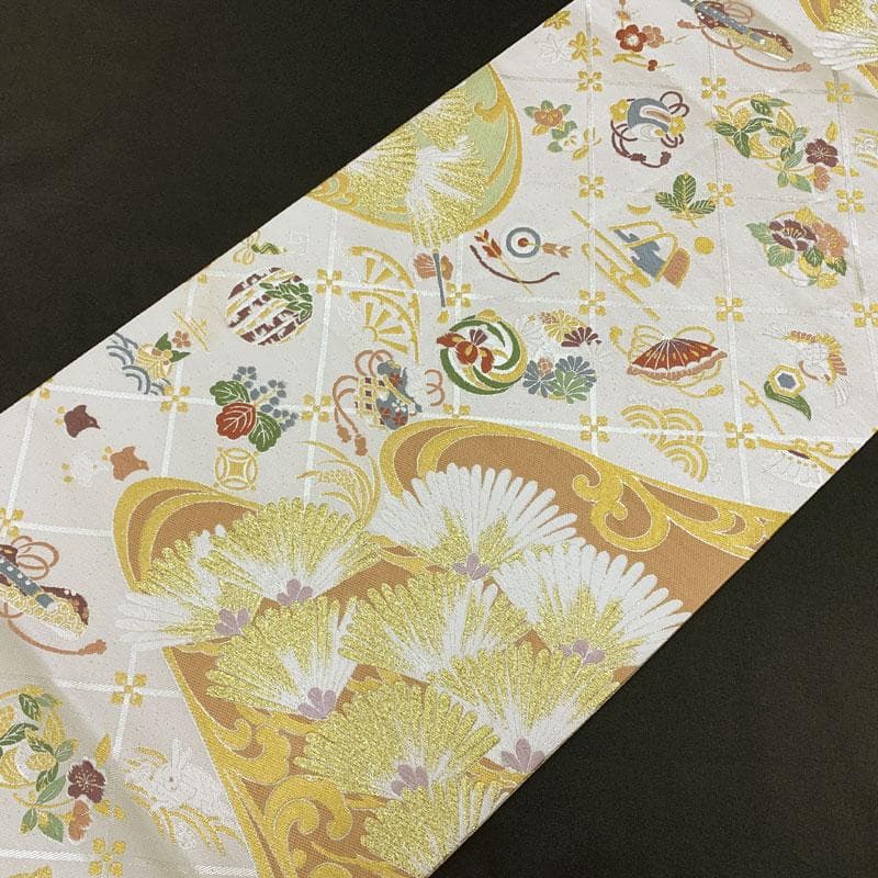 602my6◇唐織 吉祥文様 縁起柄 金糸 袋帯◇美品