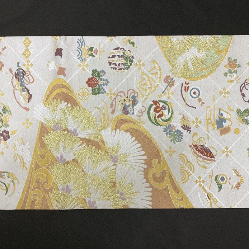 602my6◇唐織 吉祥文様 縁起柄 金糸 袋帯◇美品