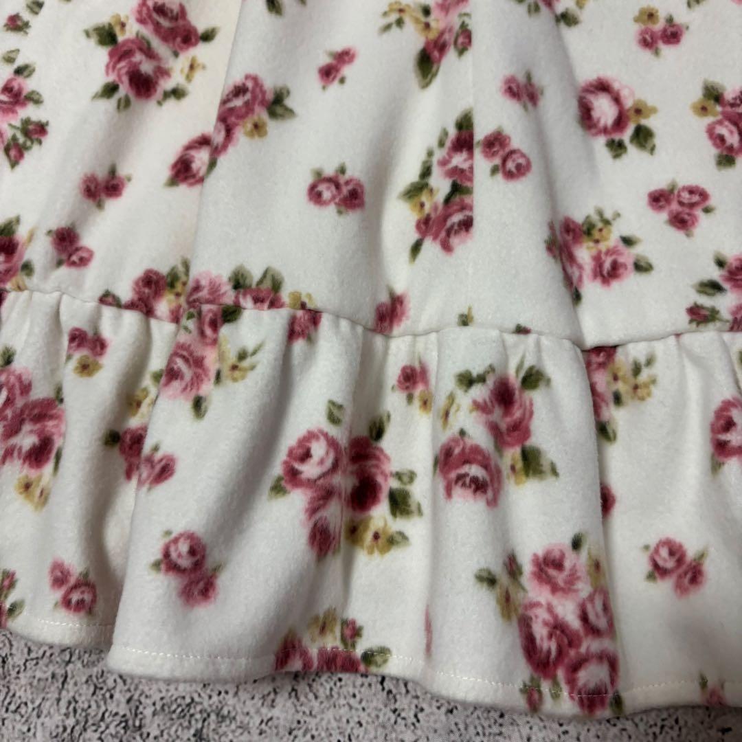 美品　LIZLISA リズリサ リズメロ 花柄　ファー付き　ケープコート　リボン