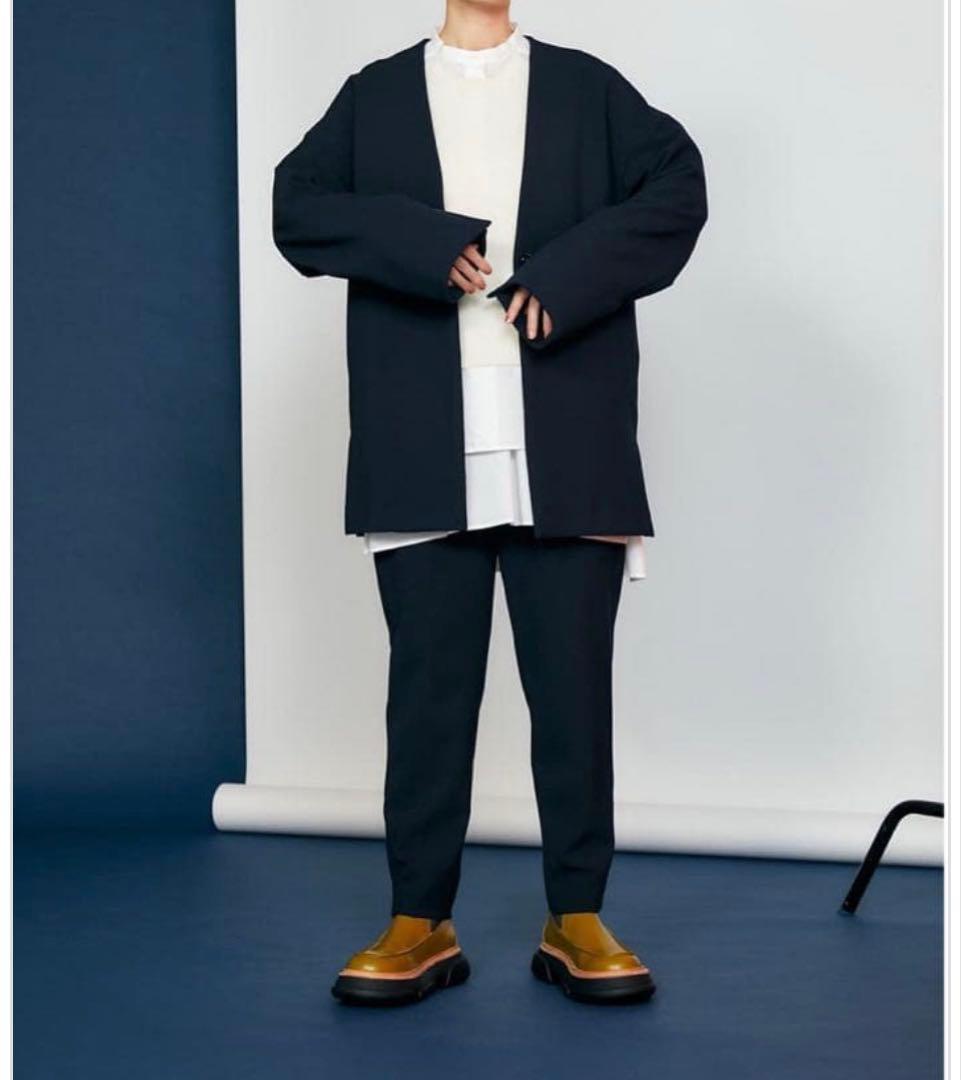 よひら　極美品　エンフォルド　ENFOLD ノーカラージャケット　ネイビー