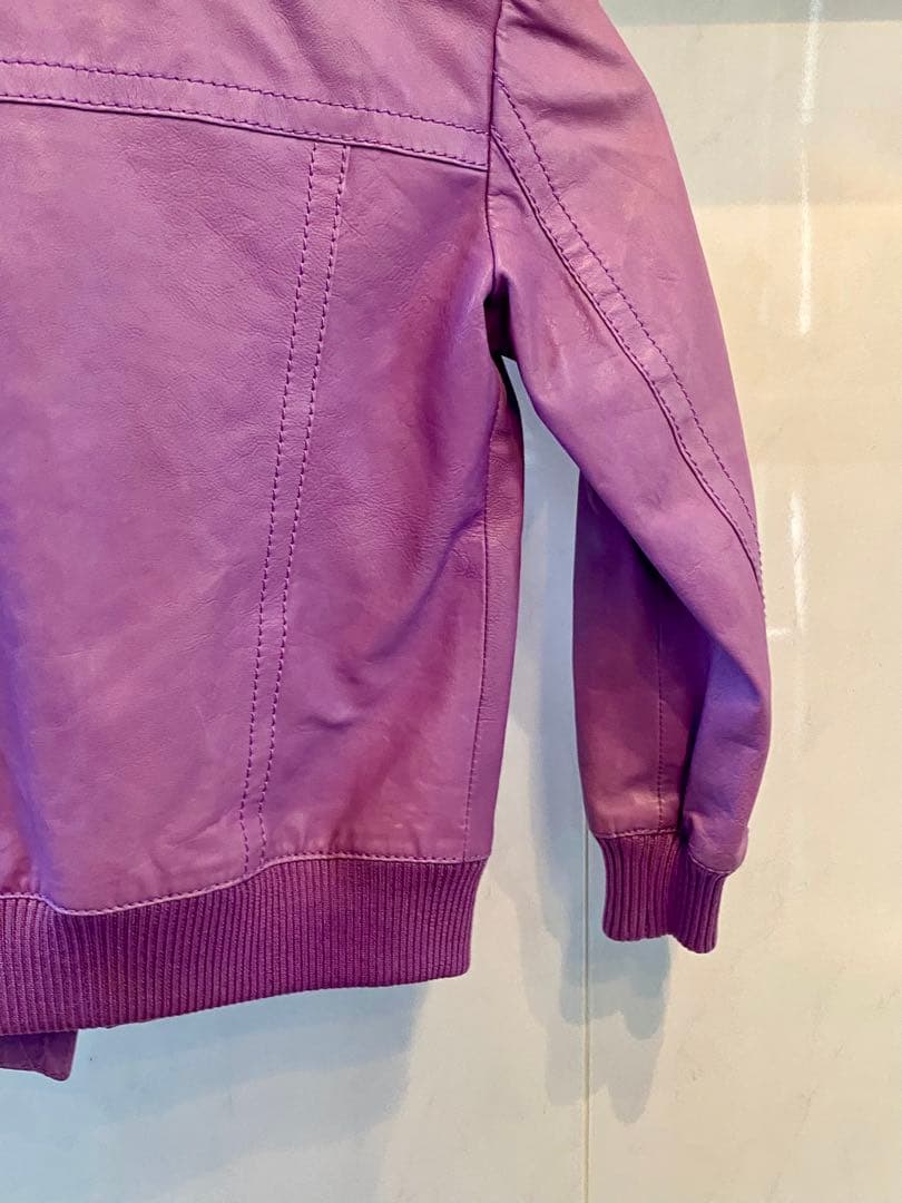 GUCCI キッズ　牛革レザー ジャケット 女児　パープル　110cm kids