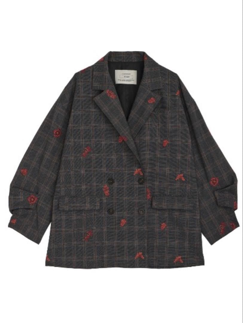 Ameri VINTAGE CHECK FLOWER PAPA JACKET 赤