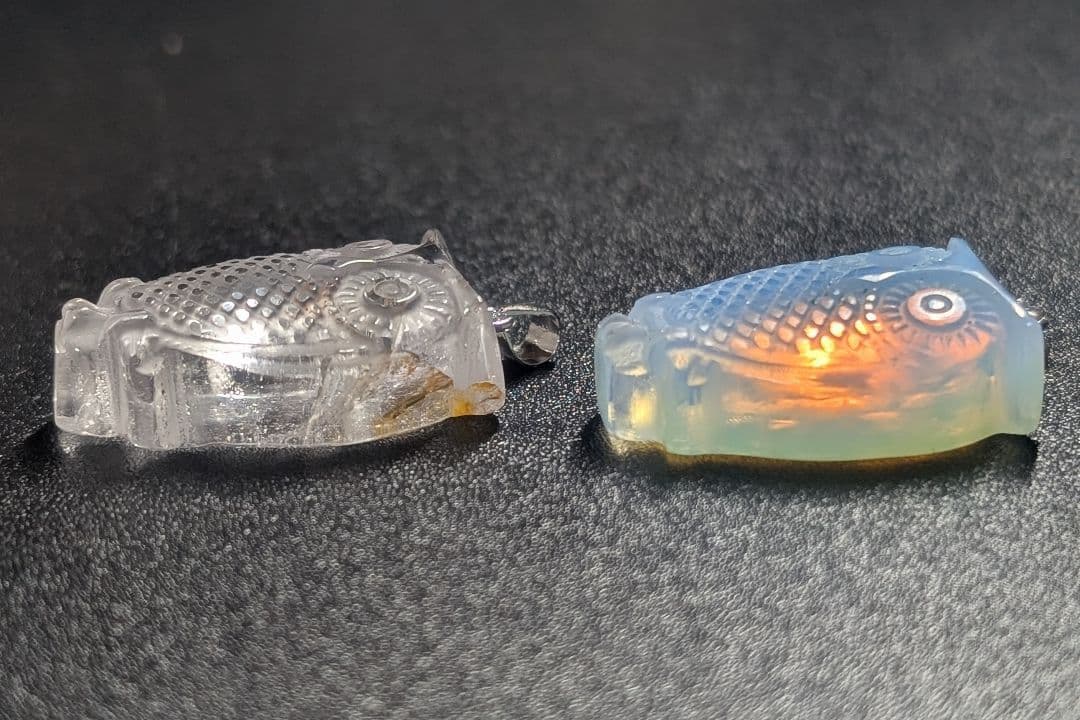 オーダー品確認用可愛いふくろう彫りペンダントトップ8個セット天然石