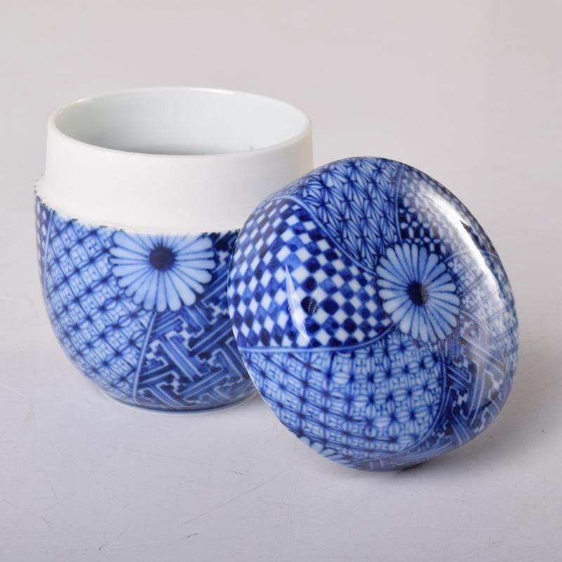 茶道具　陶楽造　染付　花文　棗　共箱　V　7841