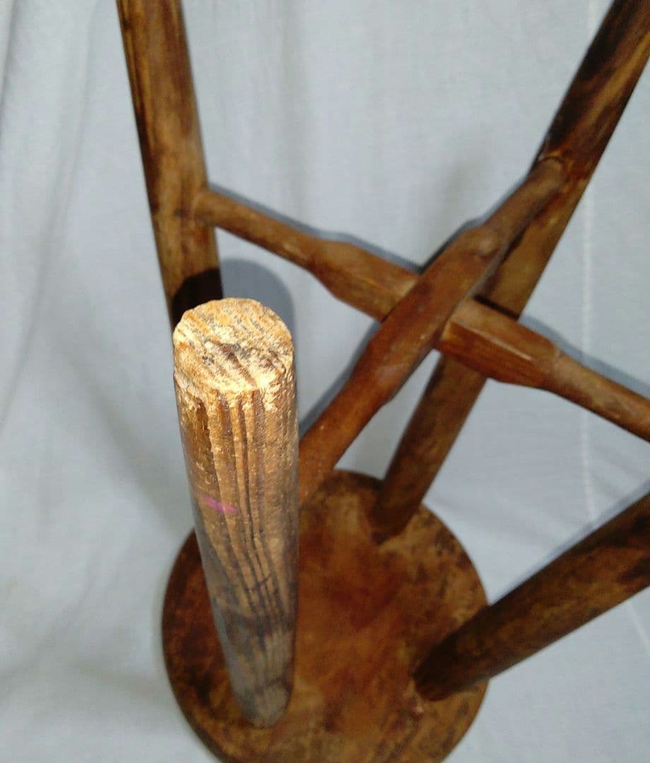 木製円形スツール　茶色　昭和レトロ　古家具