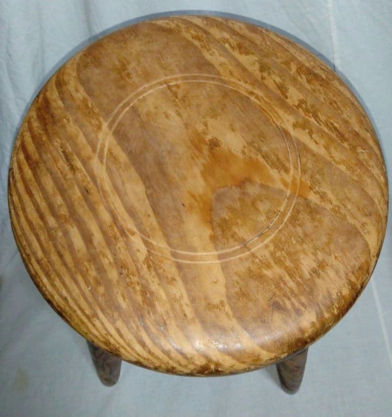 木製円形スツール　茶色　昭和レトロ　古家具
