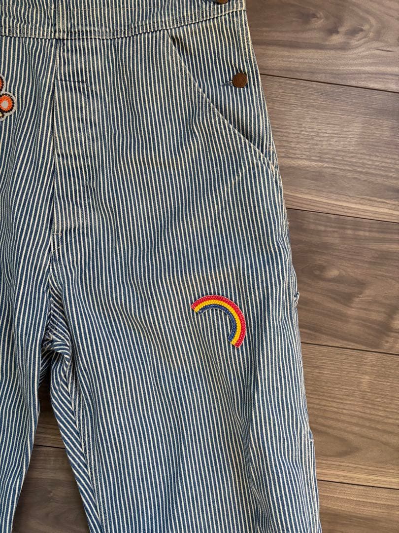 ビンテージヒステリックグラマーヒッコリーオーバーオール刺繍ワッペンストライプ