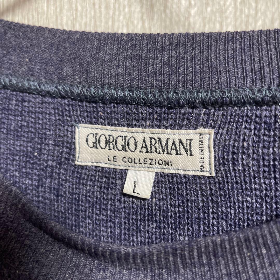 Giorgio Armani リブ編みニットセーター Lサイズ ダークブルー