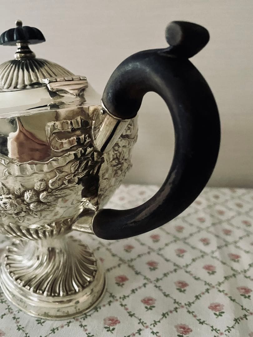 純銀シルバーティーセット　リボン薔薇ローズガーランド