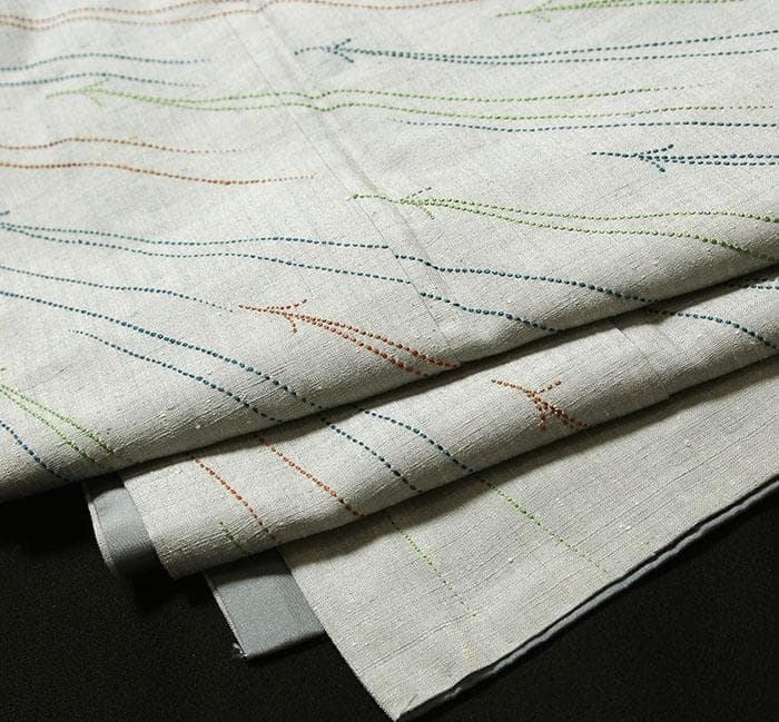 7651■ 正絹真綿紬　松葉の刺子　お洒落附下　美品