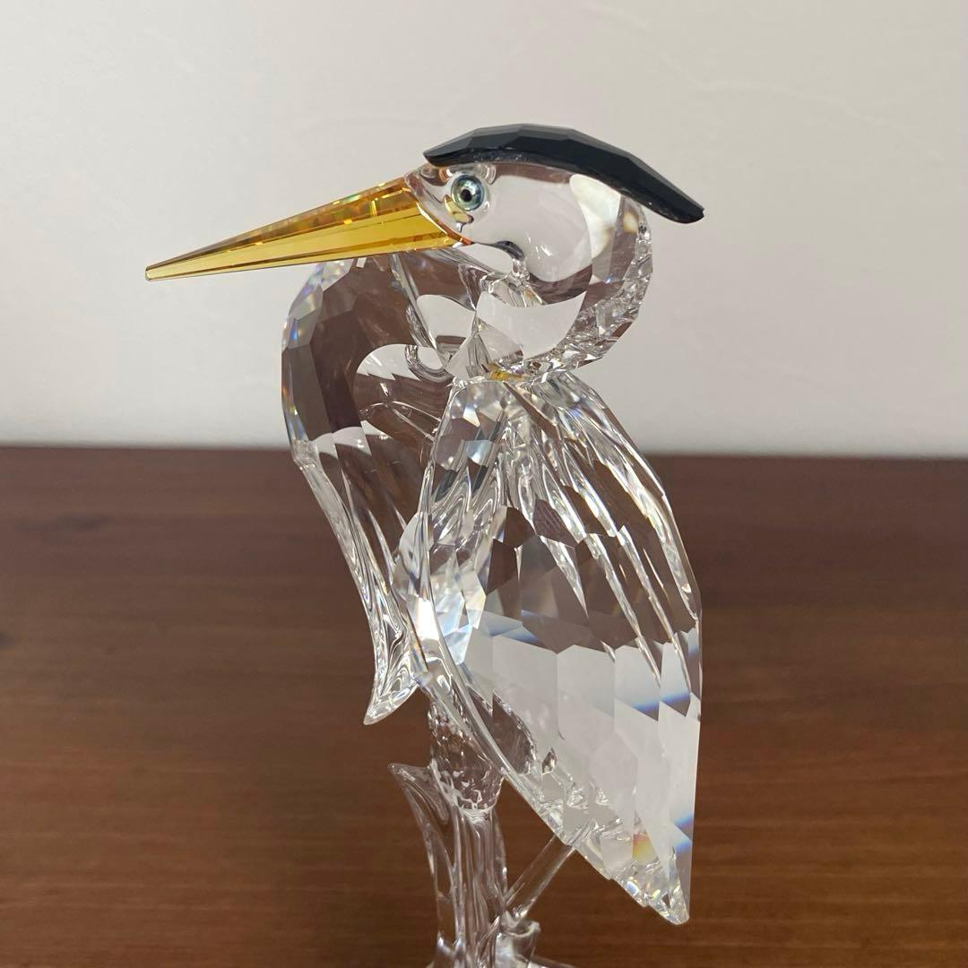 【訳あり】SWAROVSKI スワロフスキー クリスタル サギ 置物