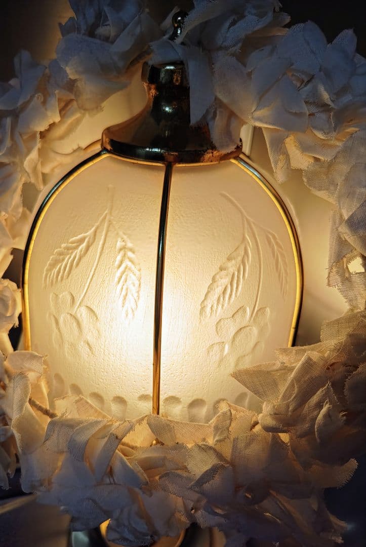 フランスアンティーク✨️布花冠・テーブルランプ ２点セット ブロカント