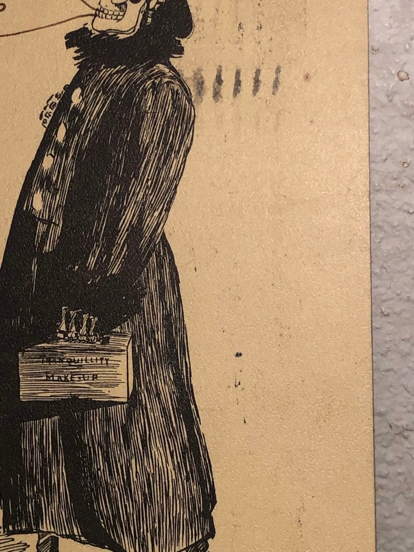 アンティーク 19s スカル　髑髏　骸骨　ハロウィン　ポストカード　死神　レトロ