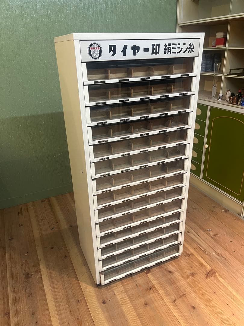 ミシン糸ケース 什器 収納棚 昭和レトロ インテリア アンティーク 棚 当時物