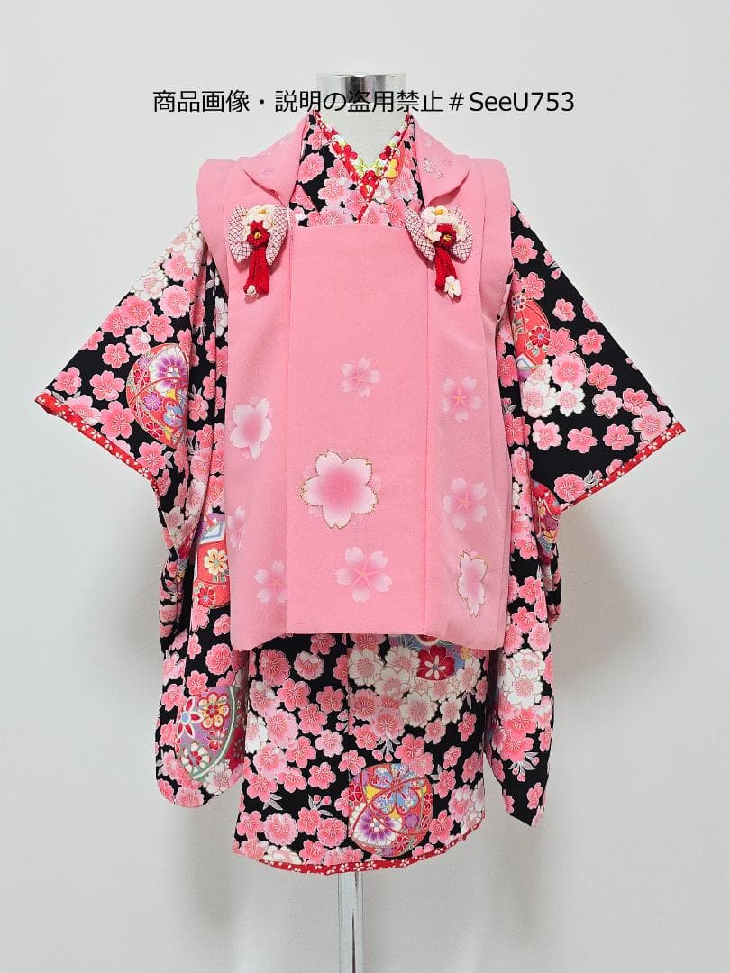 七五三 3歳　女の子　着物　被布セット 花夢二