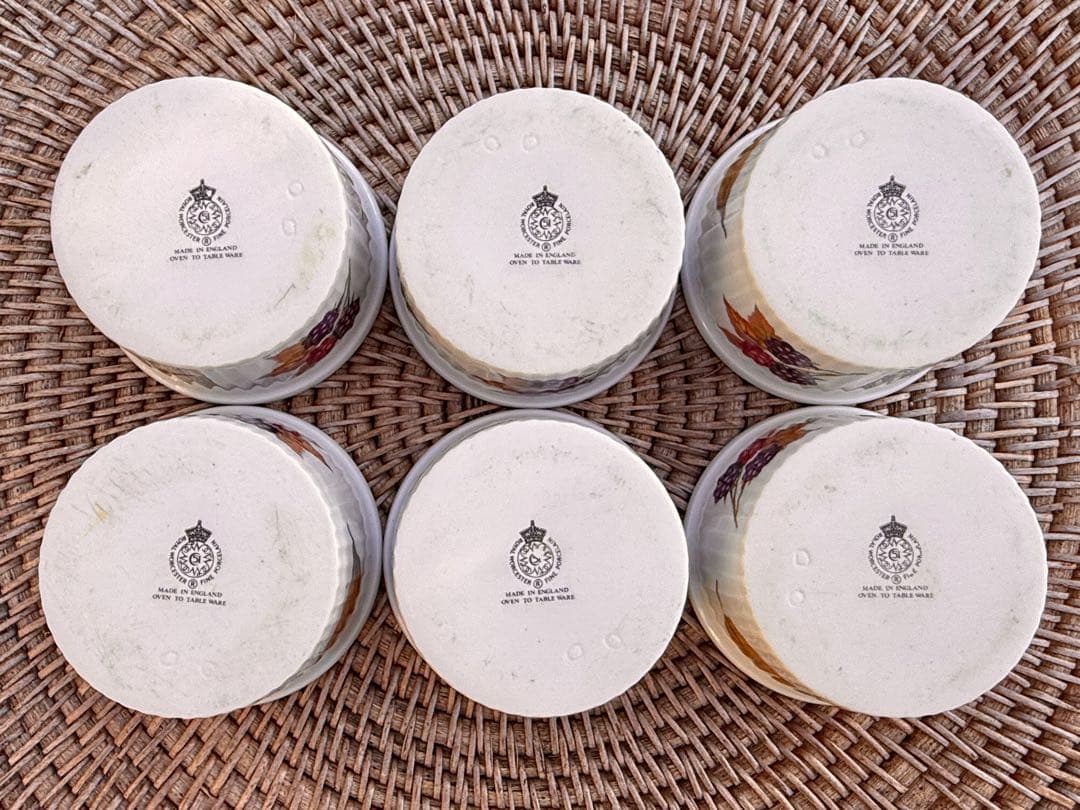 イングランド製　ロイヤルウスター　白　食器　デザートカップ 6個セット 日本製