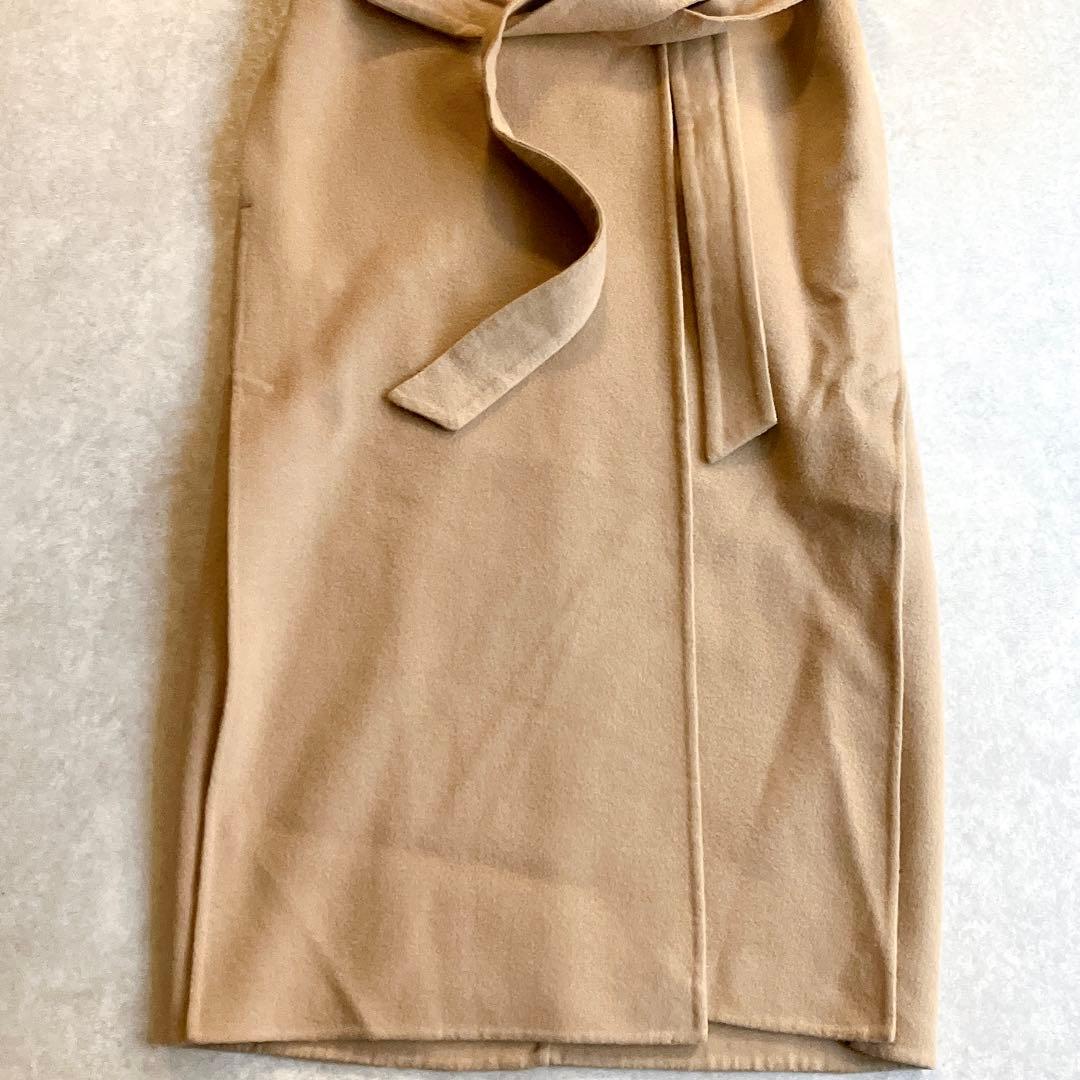 美品 エストネーション ストール付ウールダブルフェイスロングコート キャメル