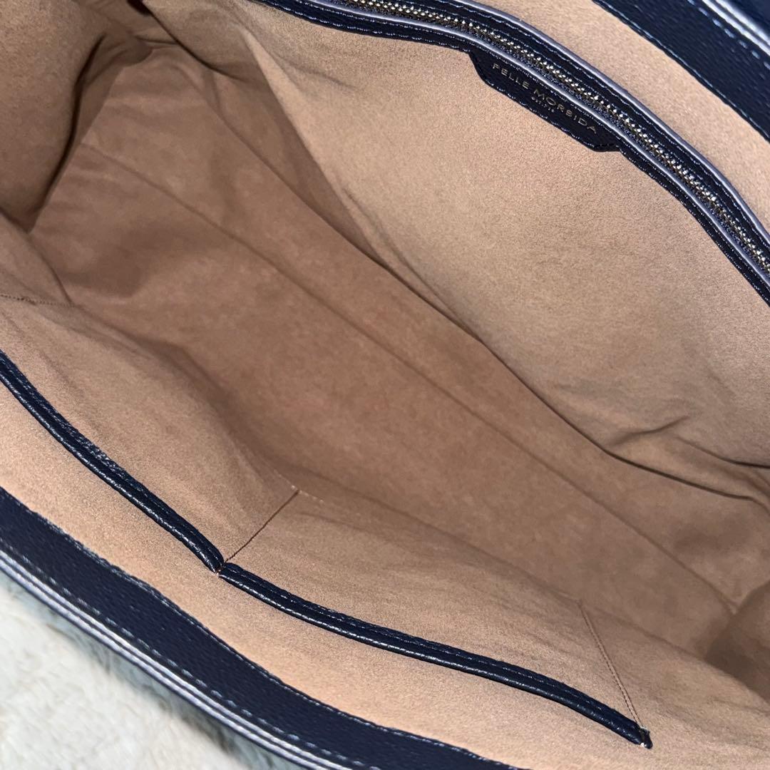 ⭐️ヤマハ⭐️　ペッレモルビダ　MH　ホーサー　ハンドバッグ　ネイビー　レザー