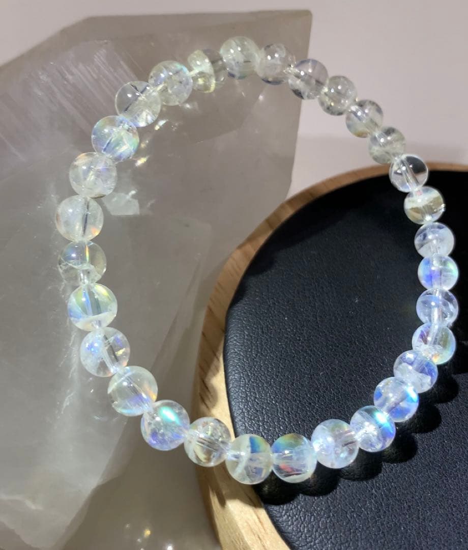 ⭐️れっと様⭐️ 全粒シラーありホワイトラブラドライト　マダガスカル産ブレスレット③